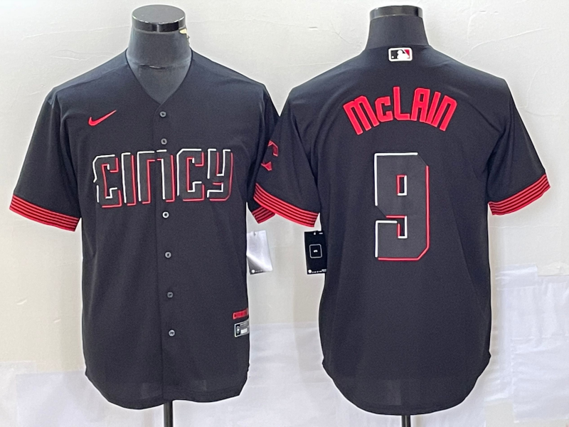 Men's Cincinnati Reds Matt McLain #9 Black 2023 City Connect Jersey